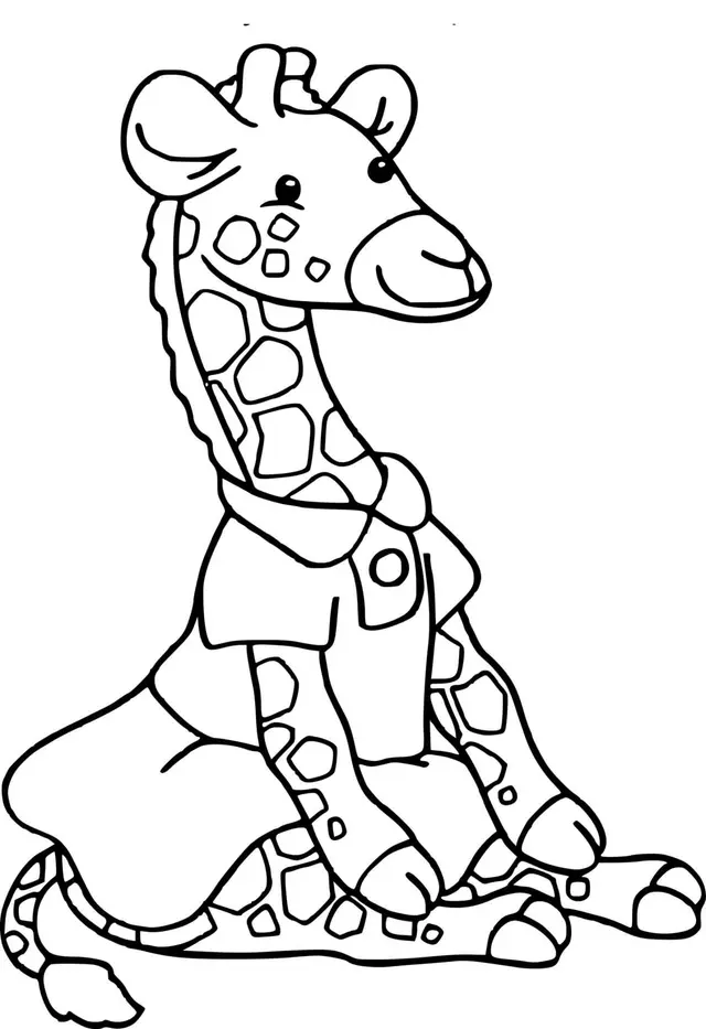 Coloriage Girafe Assise - Girafe à imprimer