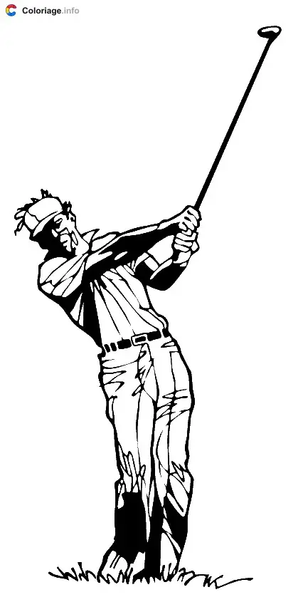 Coloriage Golfeur avec son club - Golf à imprimer