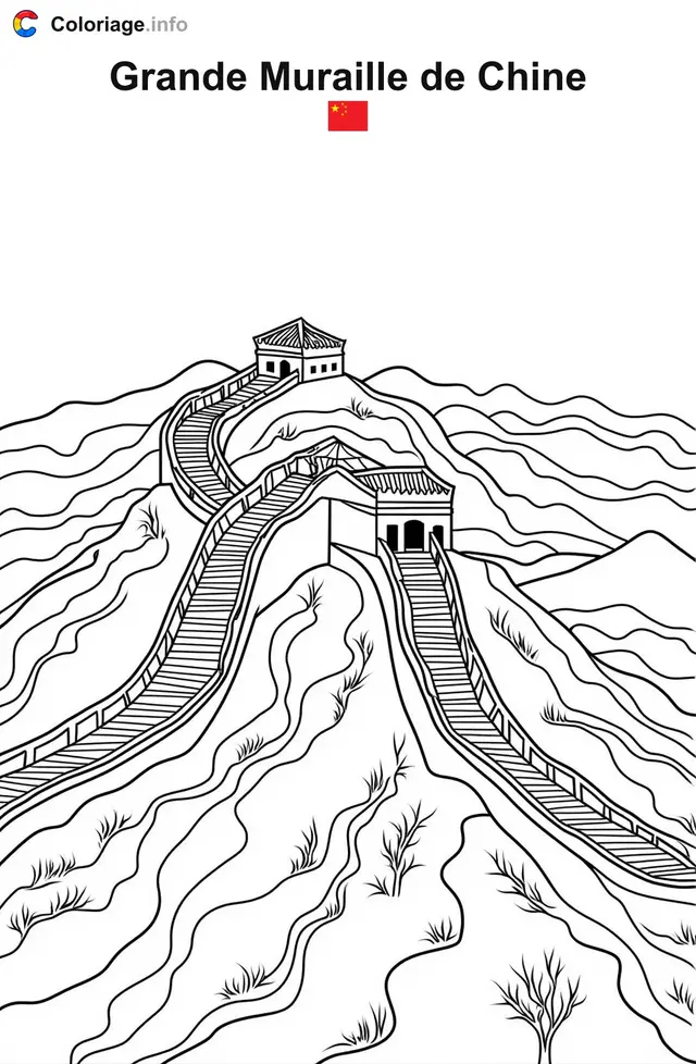 Coloriage Grande Muraille de Chine - Chine à imprimer