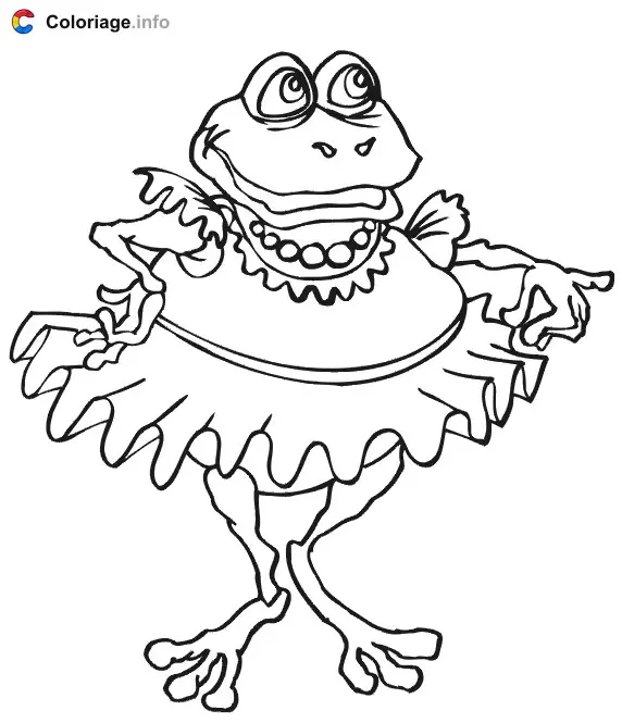 Coloriage Grenouille en tutu - Grenouille à imprimer