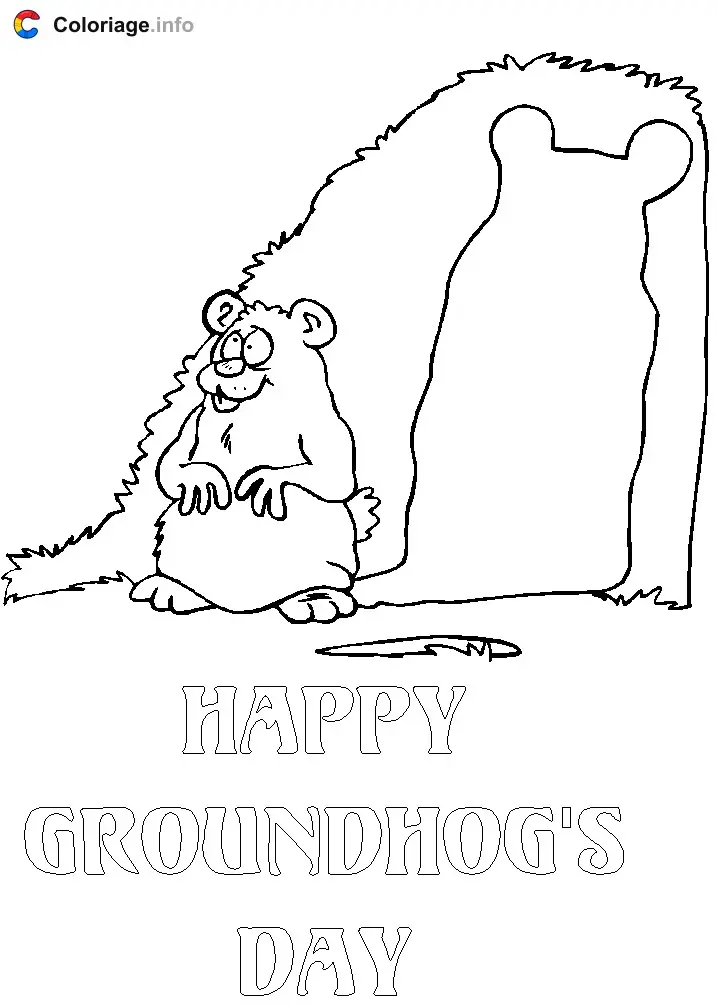 Coloriage Happy Groundhog's day - Marmotte à imprimer