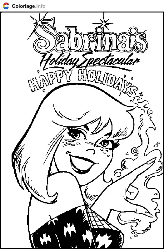 Coloriage Happy holidays - Sabrina, l'apprentie sorcière à imprimer