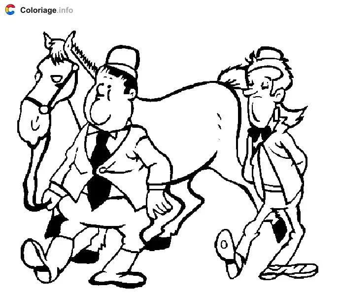 Coloriage Hardy Laurel et un cheval - Laurel et Hardy à imprimer