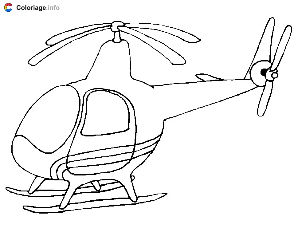 Coloriage Hélicoptère au repos - Hélicoptère à imprimer
