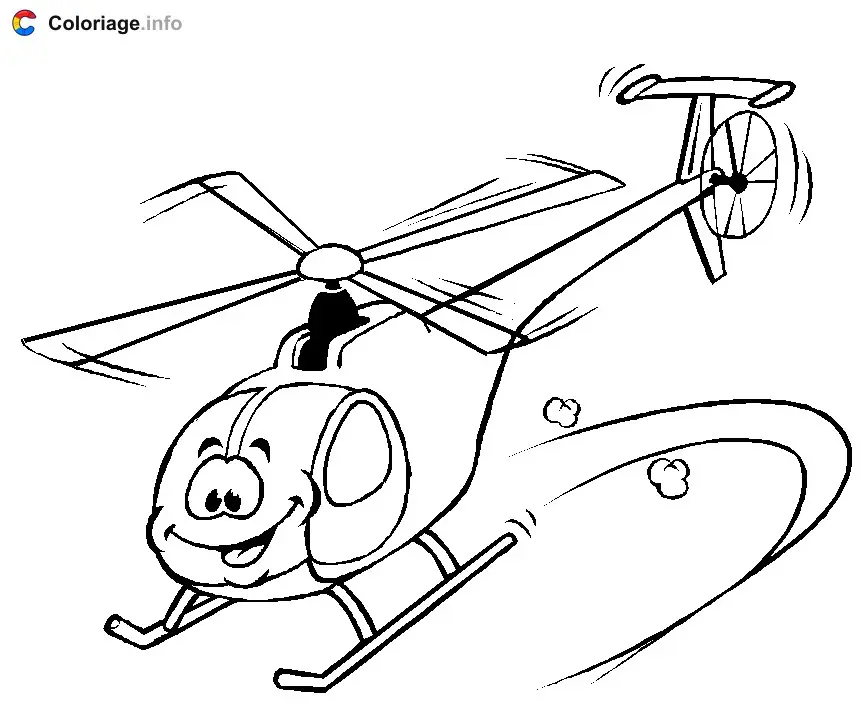 Coloriage Hélicoptère avec un visage - Hélicoptère à imprimer
