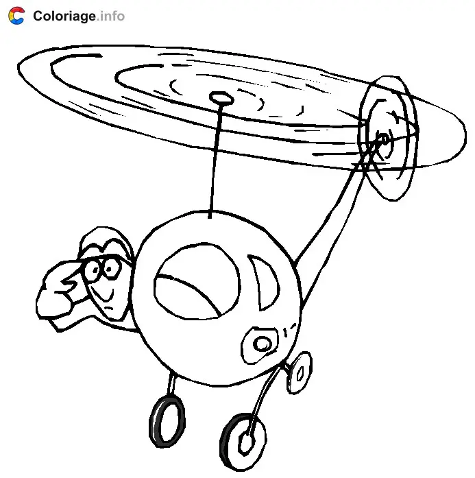 Coloriage Hélicoptère rond avec pilote - Hélicoptère à imprimer