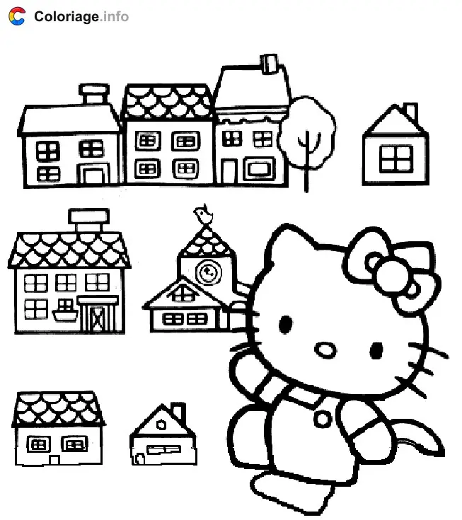 Hello Kitty with Bow and Smile coloring page to print