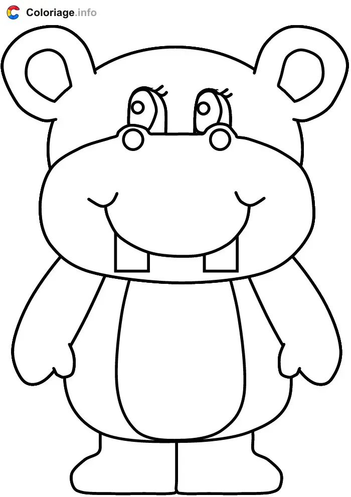 Coloriage Hippopotame debout - Hippopotame à imprimer