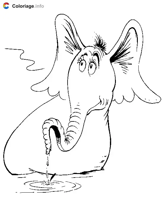Coloriage Horton dans l'eau - Horton à imprimer