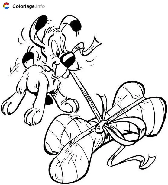 Coloriage Idéfix cadeau os - Astérix à imprimer