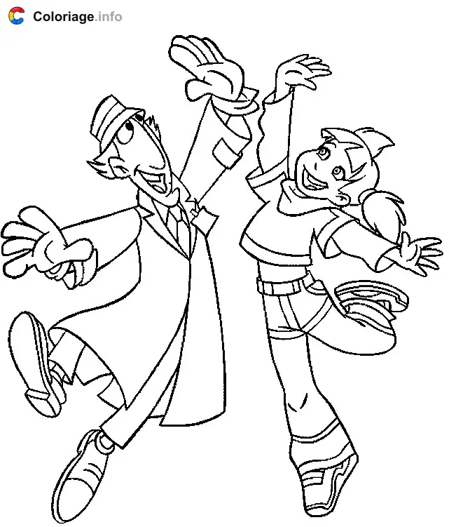 Coloriage Inspecteur Gadget et Sophie - Inspecteur Gadget à imprimer