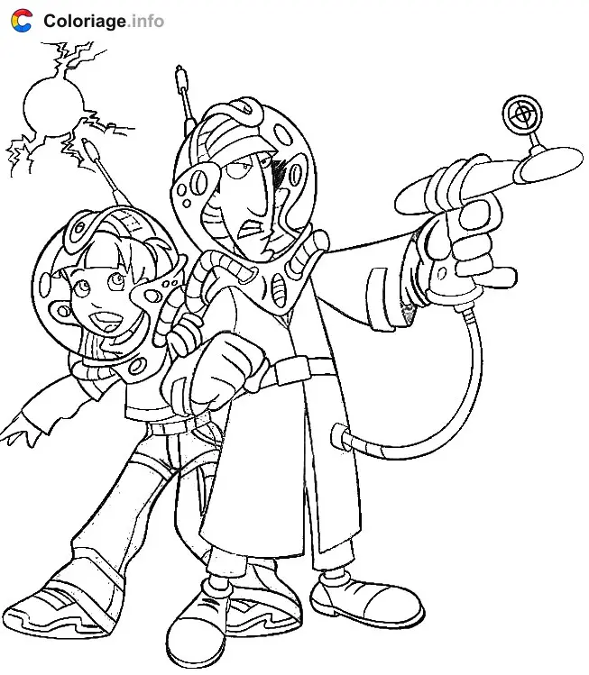 Coloriage Inspecteur Gadget Sophie dans l'espace - Inspecteur Gadget à imprimer