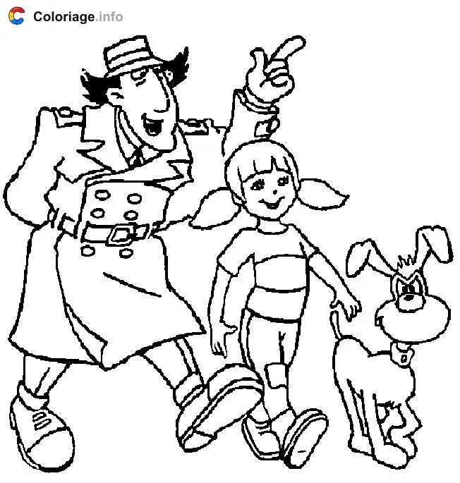 Coloriage Inspecteur Gadget Sophie et Finot - Inspecteur Gadget à imprimer