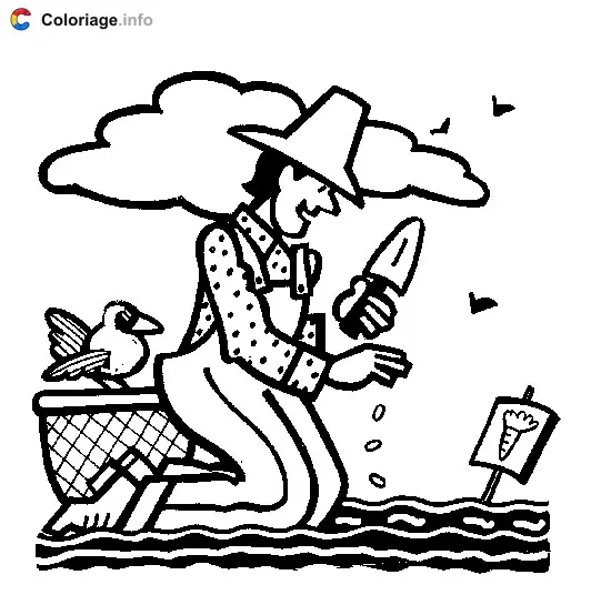 Coloriage Jardinier qui plante des carottes - Jardin à imprimer