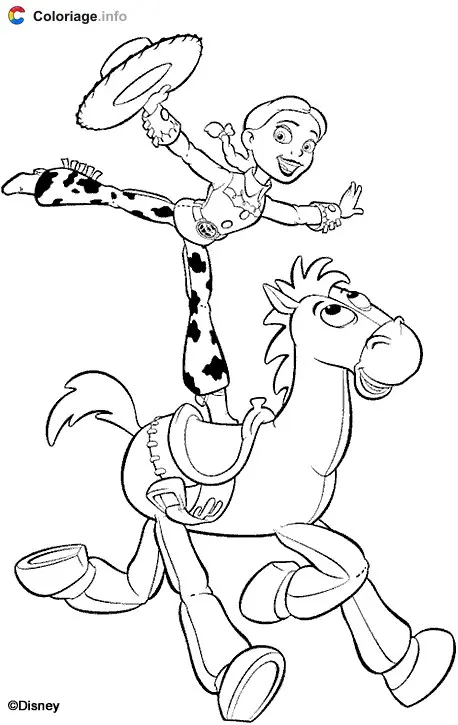 Jessie Standing on Bullseye coloring page to print