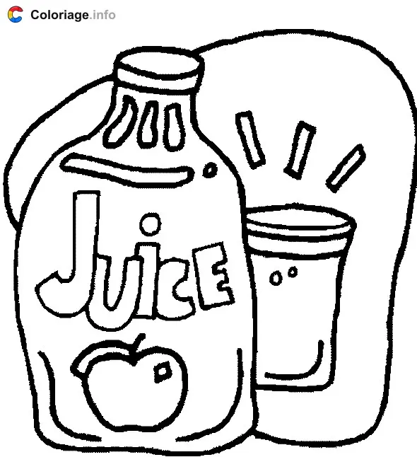 Coloriage Jus de pomme - Boissons à imprimer