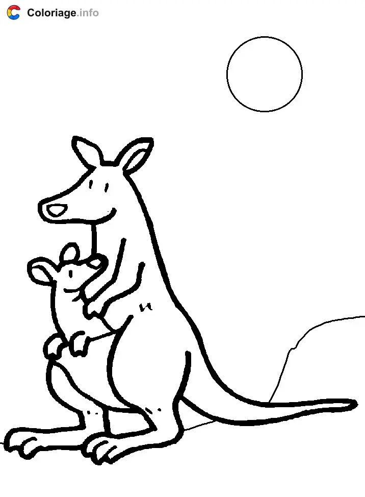 Coloriage Kangourou au soleil - Kangourou à imprimer