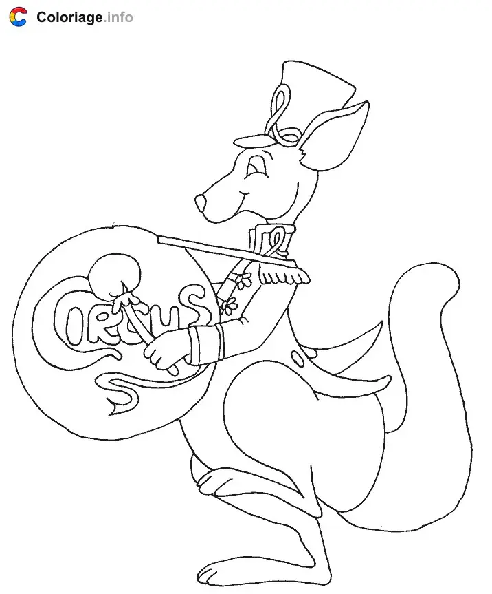 Coloriage Kangourou musicien - Kangourou à imprimer