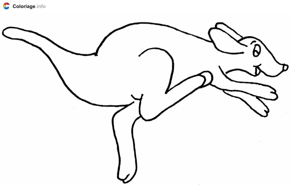 Coloriage Kangourou qui saute - Kangourou à imprimer