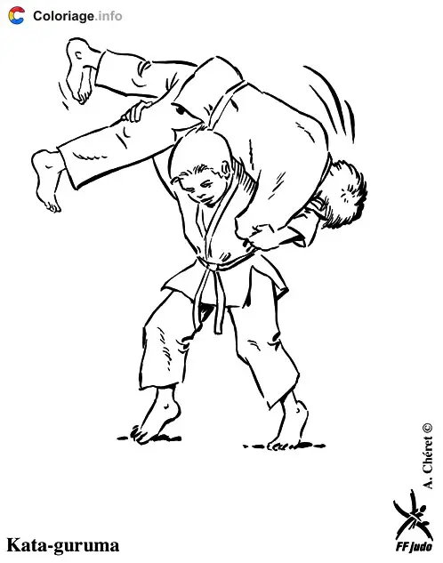 Coloriage Kata Guruma - Judo à imprimer