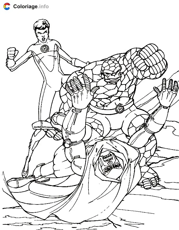 Coloriage La Chose et l'Homme élastique - Les 4 Fantastiques à imprimer