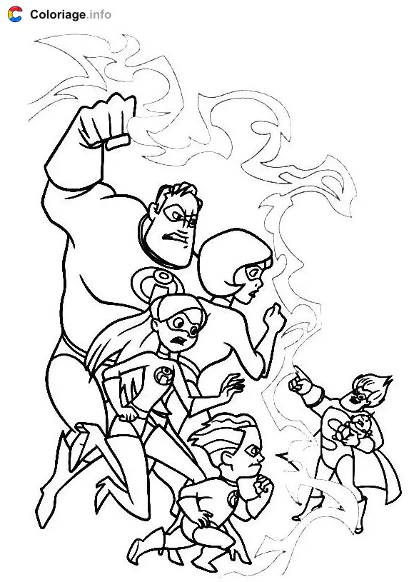 Coloriage La famille Indestructibles - Les Indestructibles à imprimer