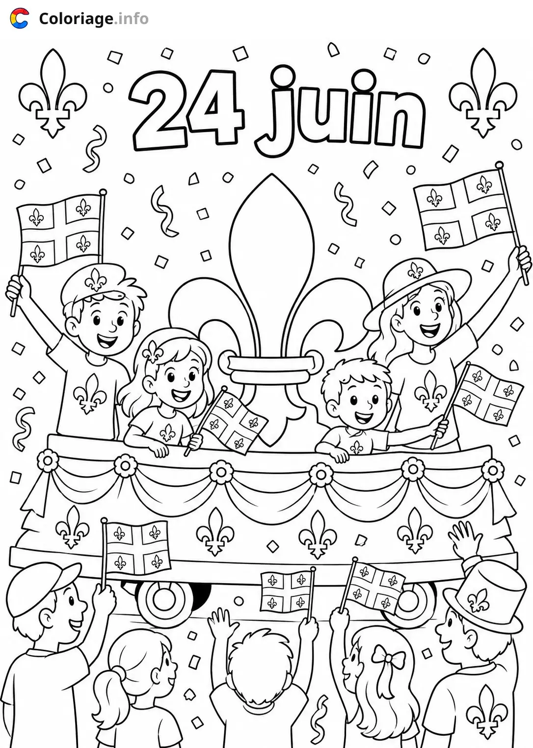 Dibujo de La Fête de la Saint-Jean du Québec au Canada – Saint-Jean-Baptiste – para colorear