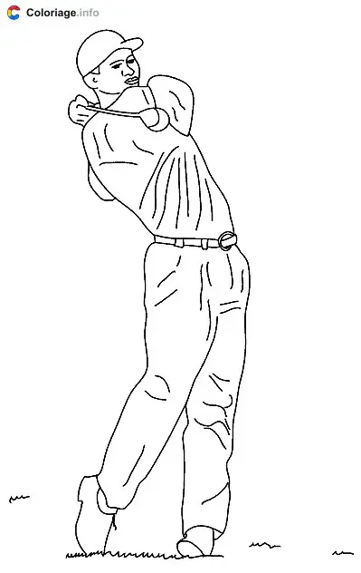 Coloriage La fin du swing du golfeur - Golf à imprimer