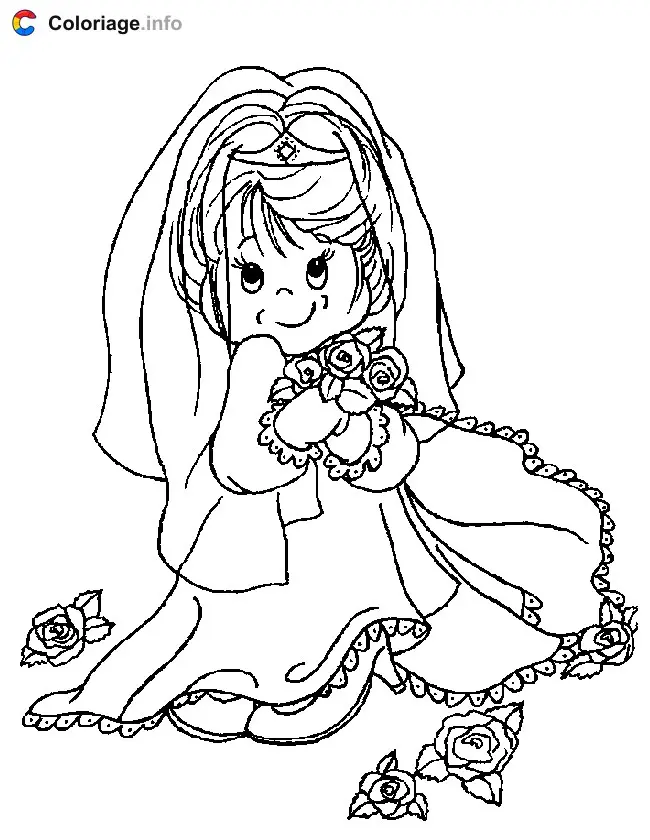 Coloriage La mariée - Mariage à imprimer