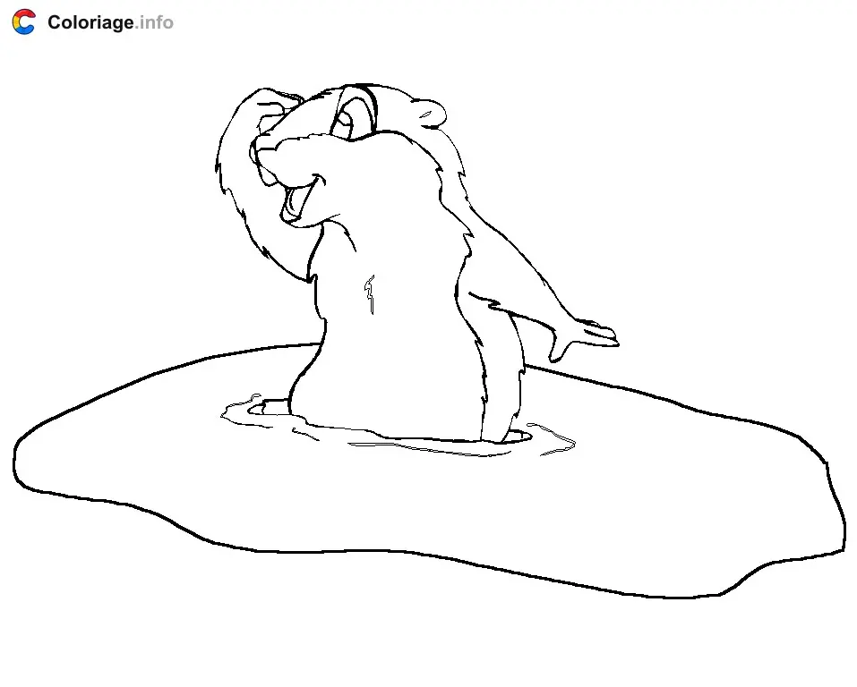 Coloriage La marmotte sort de son trou - Marmotte à imprimer