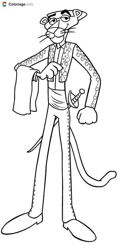 Coloriage La Panthère rose en toréador - La Panthère rose à imprimer