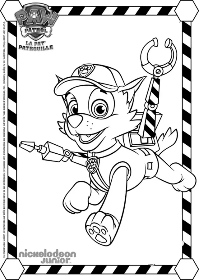 Coloriage Rocky pat patrouille Noël - Pat patrouille Noël à imprimer
