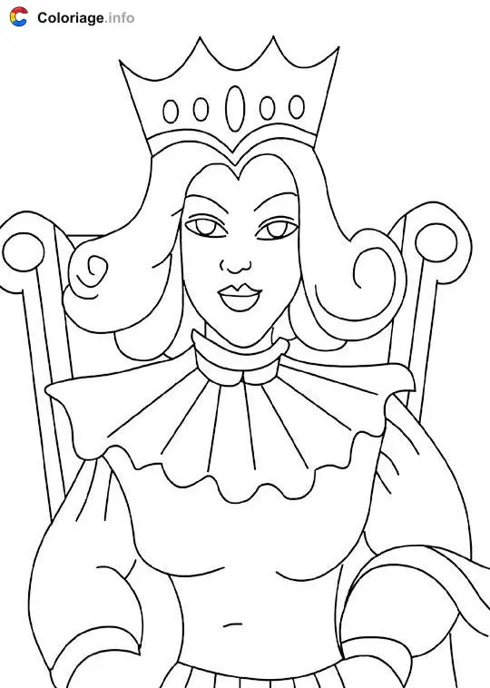Coloriage La Reine avec sa couronne - Médiéval à imprimer