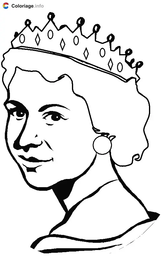 Coloriage La reine Élisabeth 2 - Angleterre à imprimer