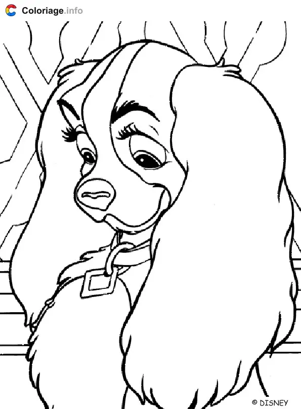 Coloriage Lady - La Belle et le Clochard à imprimer