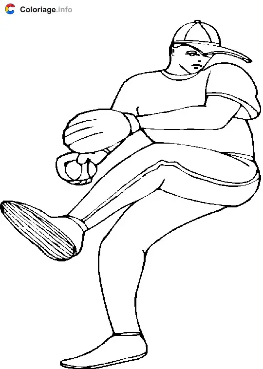 Coloriage Lanceur de baseball - Baseball à imprimer