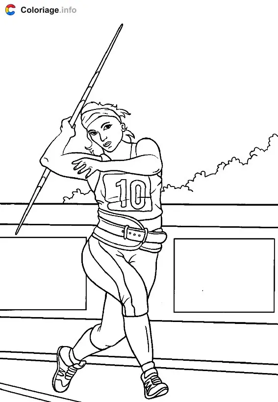 Coloriage Lanceuse de javelot - Jeux Olympiques à imprimer