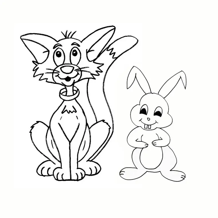 Coloriage Lapin Et Chat - Chat à imprimer