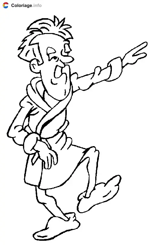 Coloriage Laurel avec un peignoir - Laurel et Hardy à imprimer