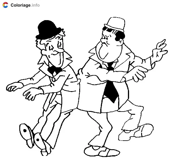 Coloriage Laurel et Hardy dansent - Laurel et Hardy à imprimer