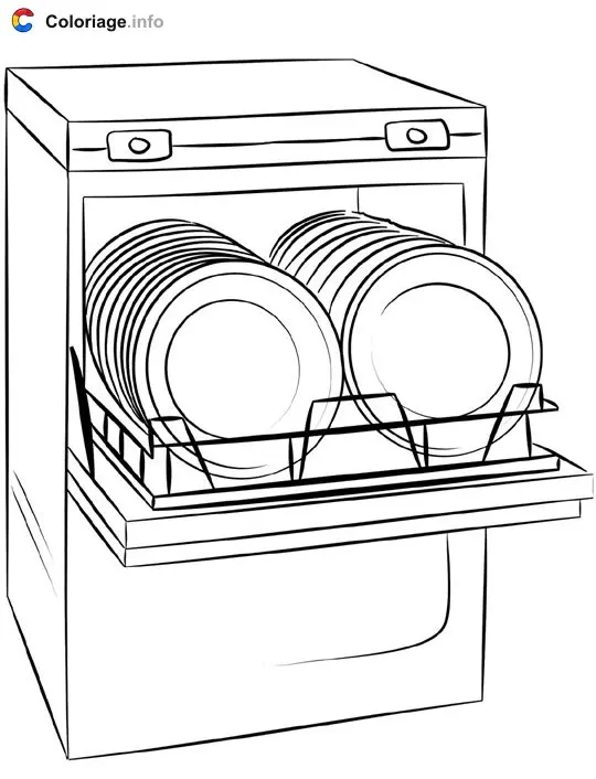 Coloriage Lave-vaisselle - Meubles à imprimer