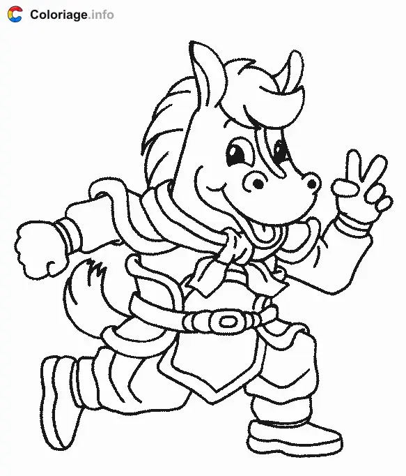 Coloriage Le cheval - Signes astrologiques chinois à imprimer