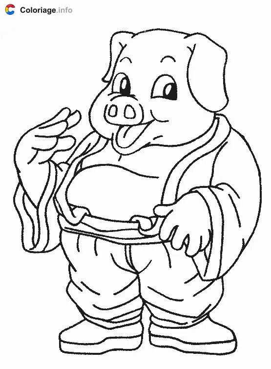 Coloriage Le cochon - Signes astrologiques chinois à imprimer