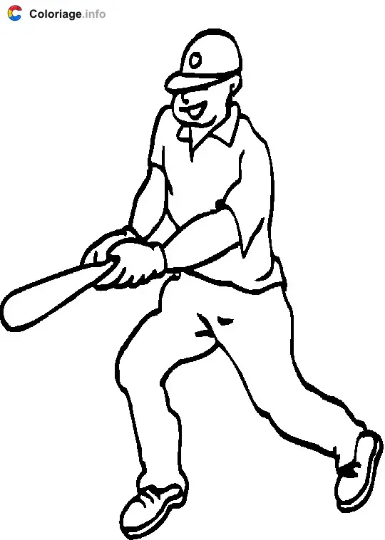 Coloriage Le frappeur utilise sa batte pour renvoyer la balle - Baseball à imprimer