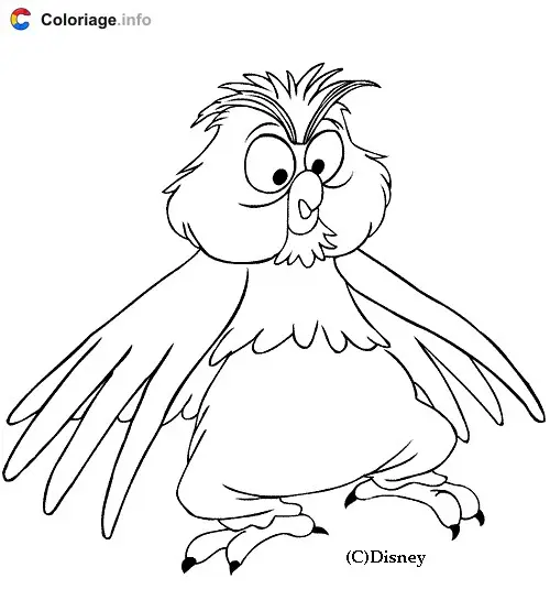 Coloriage Le Hibou Archimède - Merlin l'Enchanteur à imprimer