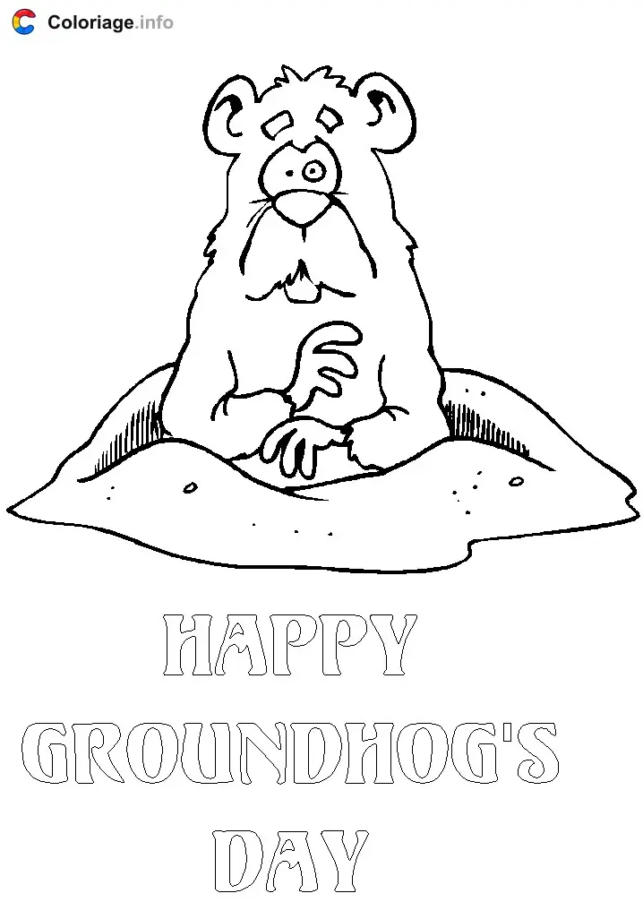 Coloriage Le jour de la marmotte - Marmotte à imprimer