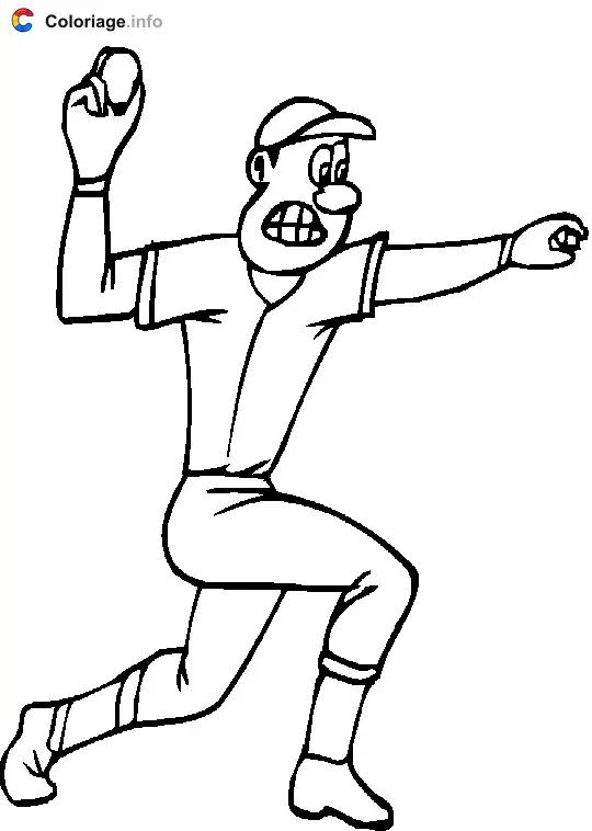 Coloriage Le lanceur va lancer sa balle - Baseball à imprimer
