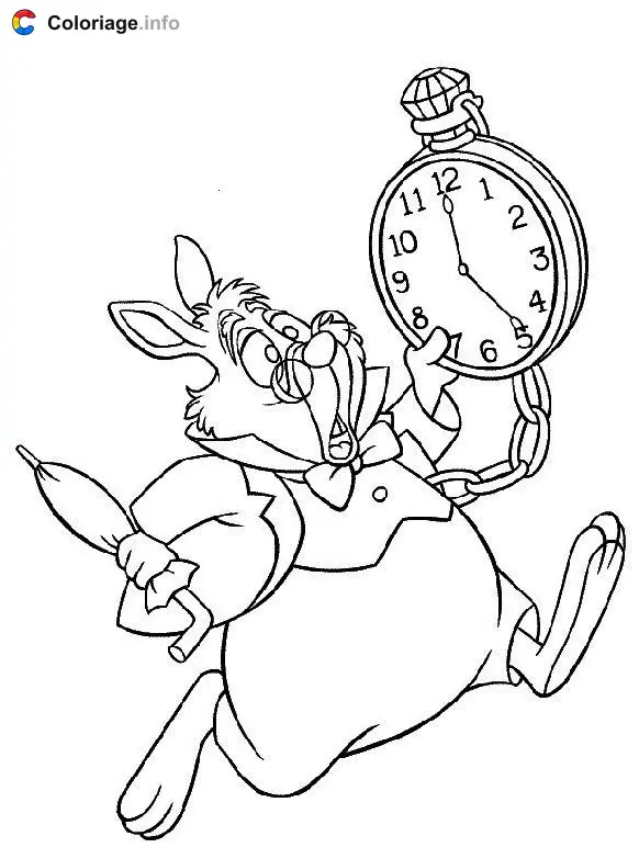 The White Rabbit with His Watch coloring page to print