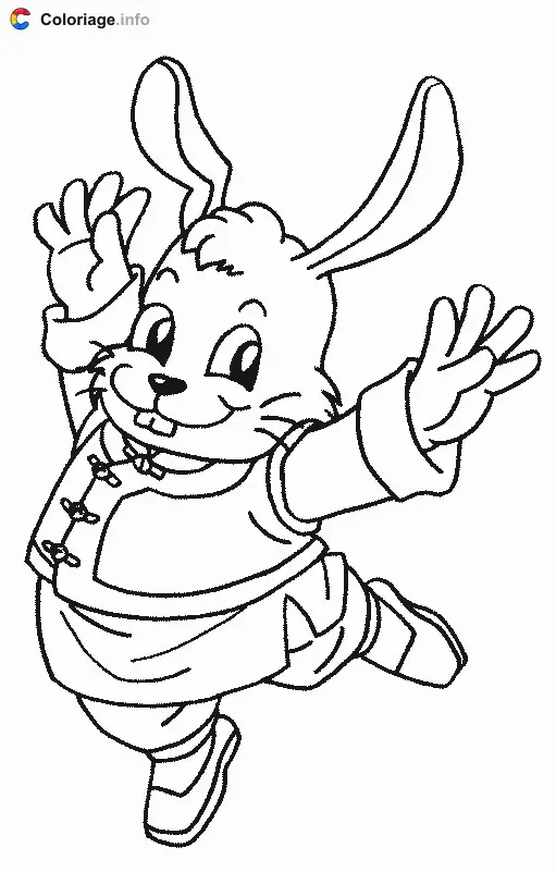 Coloriage Le lapin - Signes astrologiques chinois à imprimer