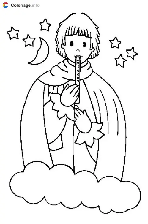 Coloriage Le marchand de sable joue de la flûte - Bonne nuit les petits à imprimer